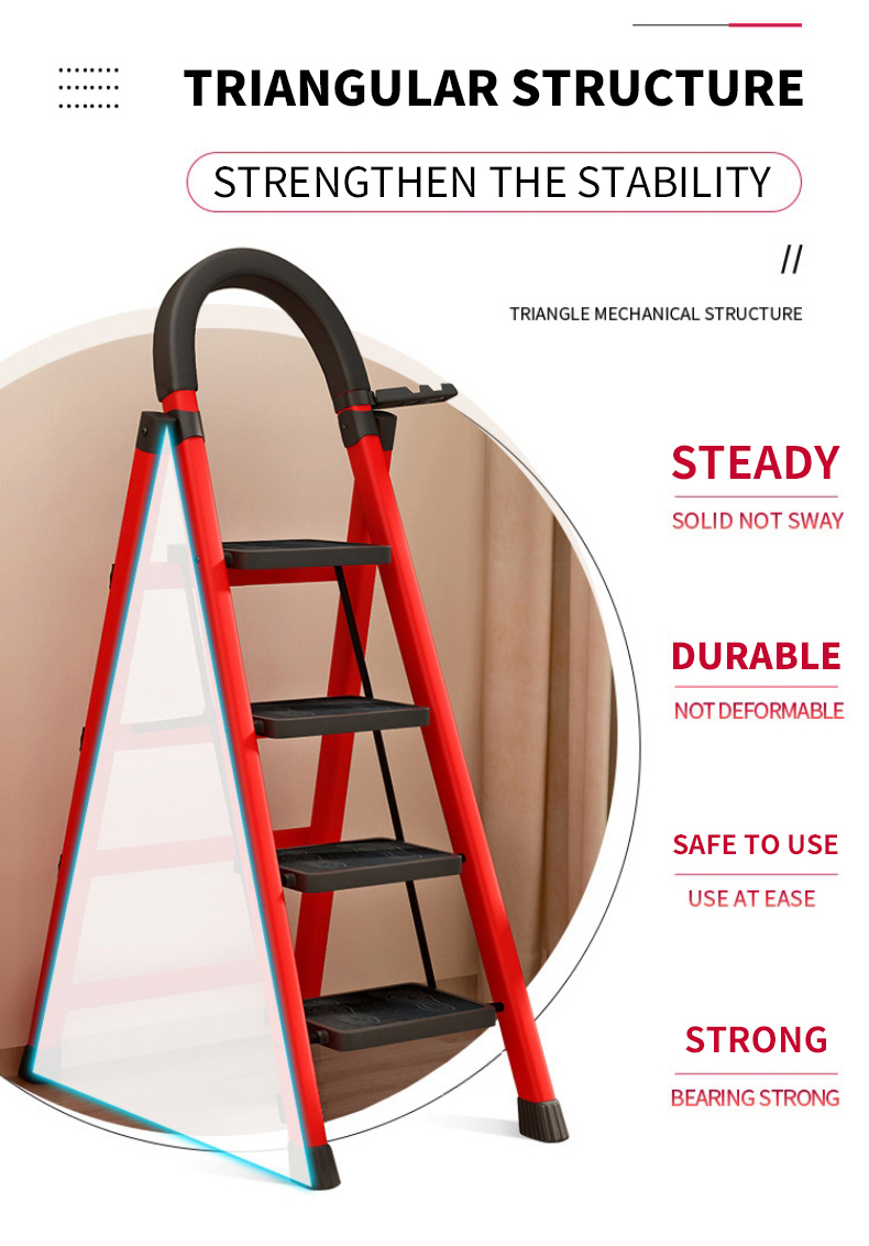3/4/5/6 Layers Foldable Aluminum Ladder Heavy Duty Household Ladder ...