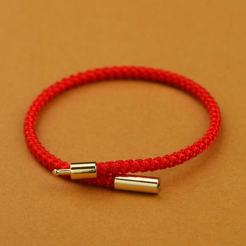 Hand-Woven Red Rope Titanium Steel Bracelet Simple Black Couple Lucky ...