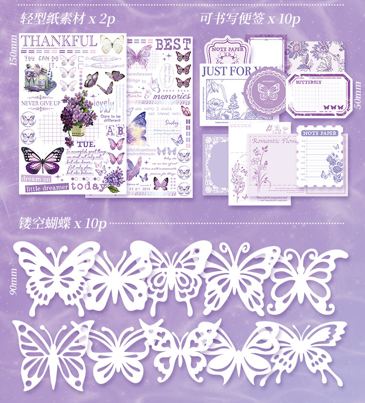 Art Butterfly Material Pack New Handbook Retro Sticker Background ...