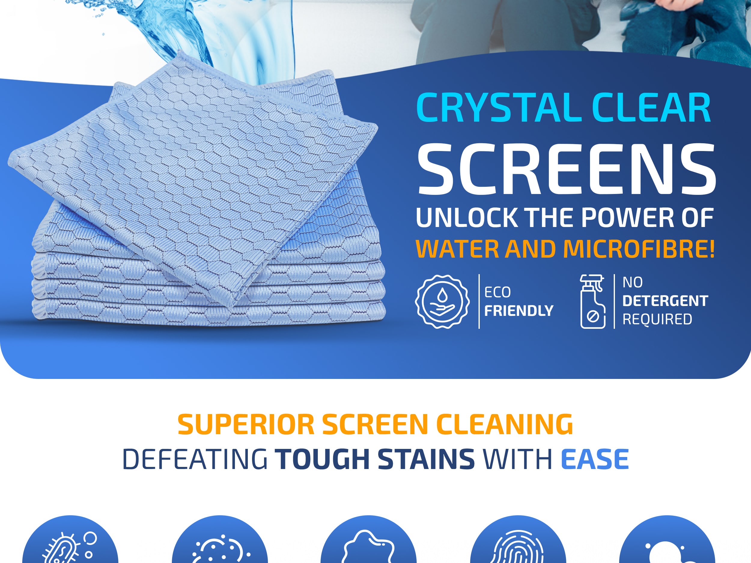 NEOLAVISH Microfiber Screen Cleaner Cloth 2 Pcs TV Laptop Monitor ...