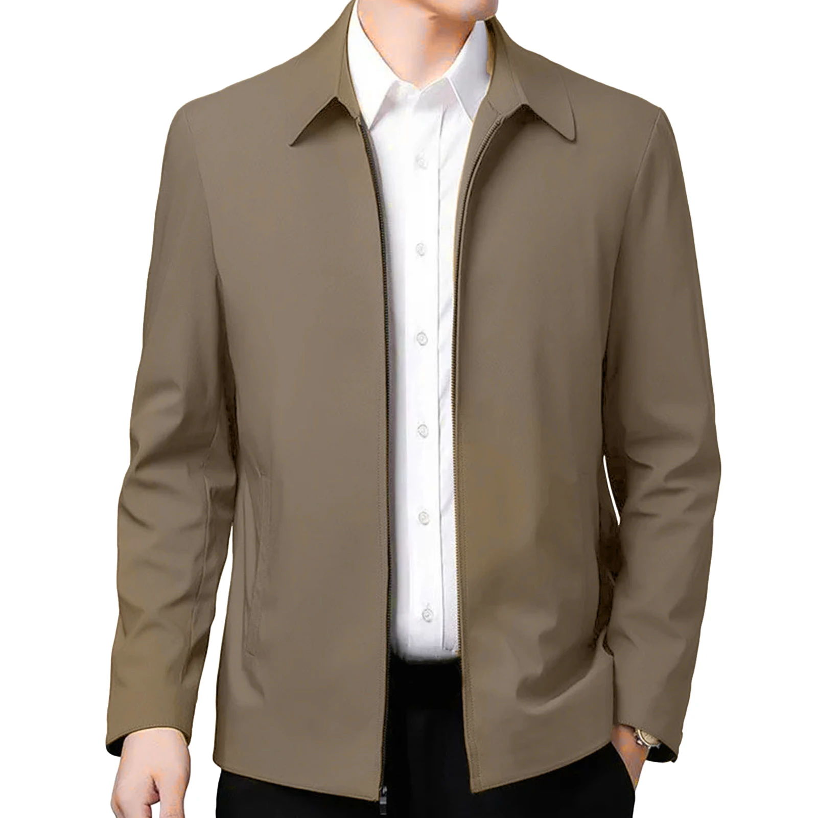 New Men's Jacket Coats Casual Solid Color Jackets Turn Down Collar Men ...