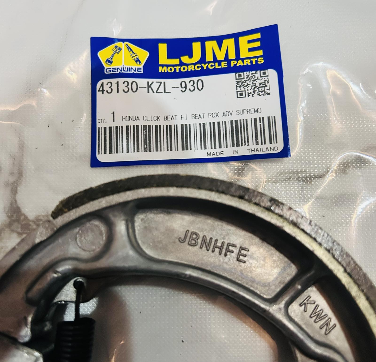LJME BRAKE SHOE FOR HONDA CLICK V1 V2 V3 / BEAT FI / BEAT / PCX / ADV ...
