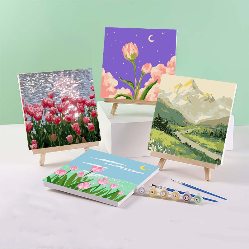 MW 20X20cm Digital Oil Paint By Numbers Canvas Frame Number Painting ...