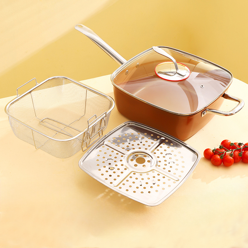 BLUE CAT Multifunctional stainless steel Non Stick Coating Square ...