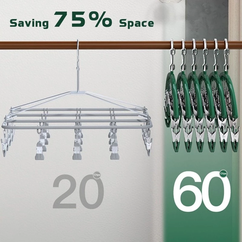 Stainless Steel Laundry Drying Rack Windproof Socks Bras Hangers ...