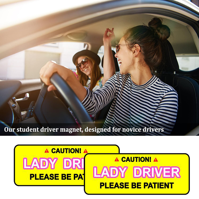 Lady Driver Sign Magnetic Reflective Novice Driver Stickers New Driver ...