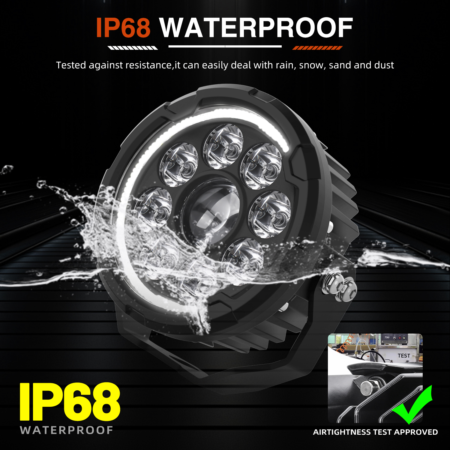 2PCS 4 Inch Amber Round LED Driving Light 120W 12000LM Yellow Fog Pods ...
