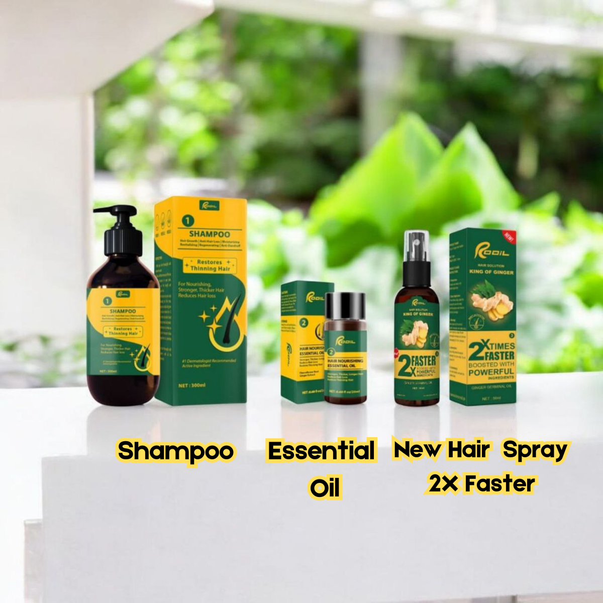 RODIL 100% Organic Hair Grower Collection Set Anti-Hair Loss Oil ...
