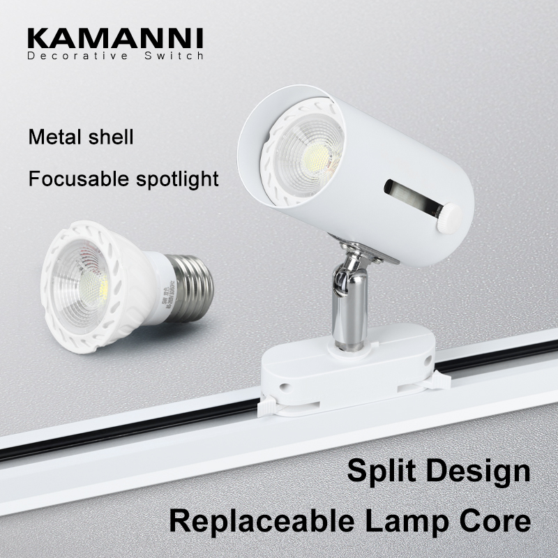 【Replaceable Bulb】LED Track Light Whole Set COB Spotlight Tricolor ...