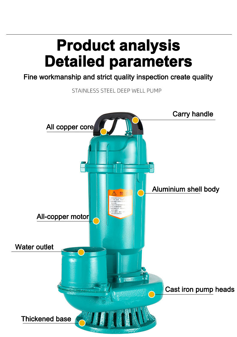 【100% Copper】Submersible Water Pump Heavy Duty 220V 2500W 2HP High Lift ...