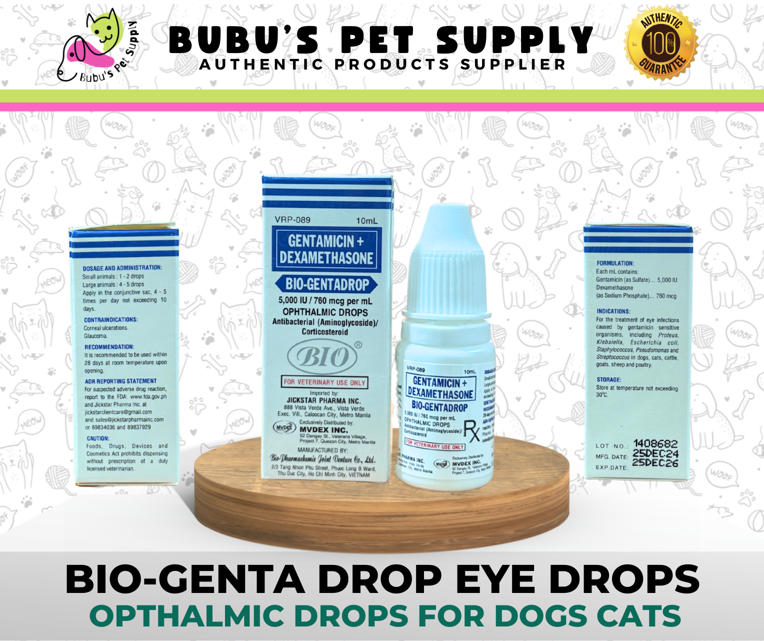 BIO GENTADROPS EYE OPTHALMIC DROPS FOR INFECTION CLOUDY EYES DOGS CATS ...