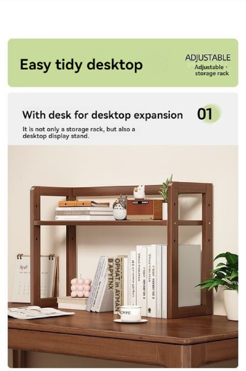 Wooden Storage Desk Rack 2-layer Rack Stand Assemble Wood Shelf Storage ...