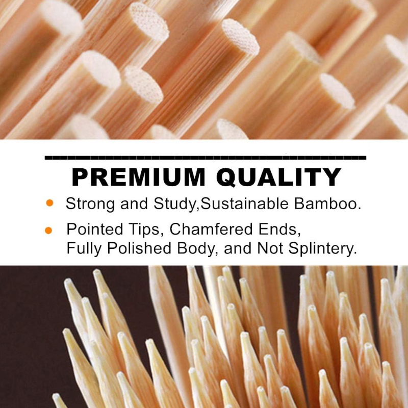 100pcs/Bag Bamboo Sticks Sturdy Disposable Barbecue Fruit Wood Sticks ...