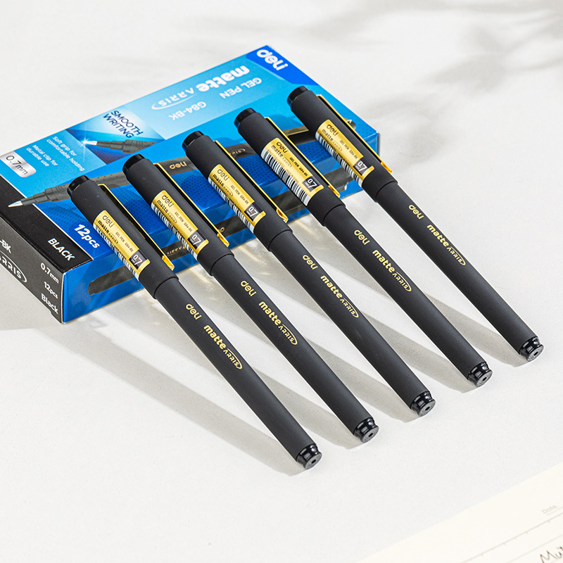 Deli 12PCS Student Gel Pen 0.7mm Bullet Sign Pen Black Writing Pen Blue ...