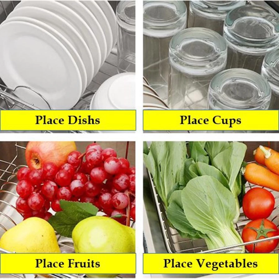 Stainless Steel Sink Drain Basket Sink Drain Bowl Rack Retractable ...