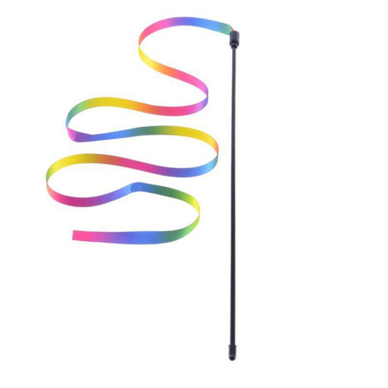 EGG 120cm Cat Double-Sided Rainbow Cat Wand String Catcher Teaser Stick ...