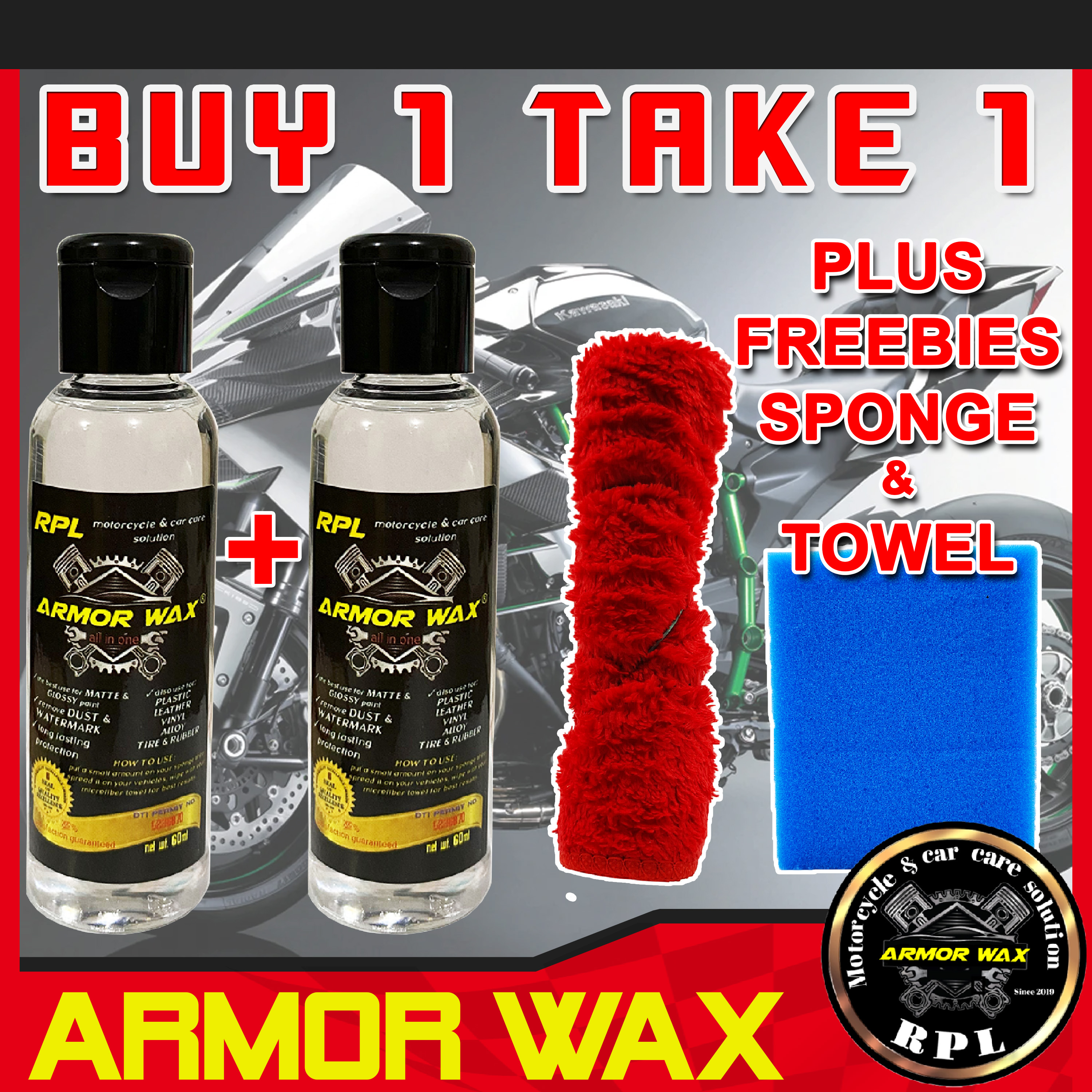 Buy 1 take 1 armor wax coat for matte and glossy free sponge and ...
