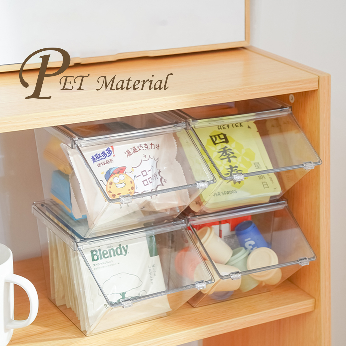 6PCS Clear Storage Box Candy Organizer Top Stackable Fliptop Lid ...