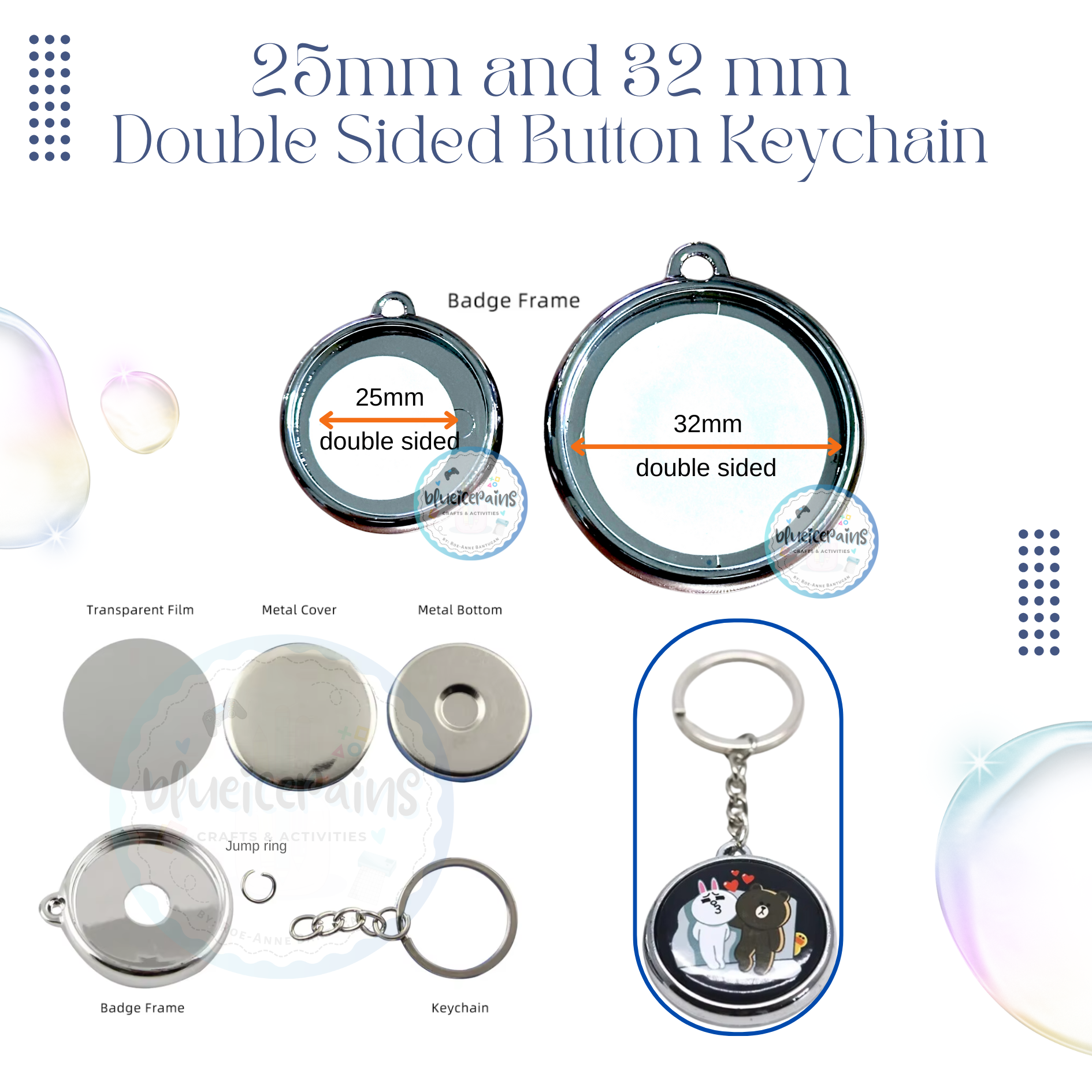 Double Sided Round Button Keychain - Silver | Shopee Philippines