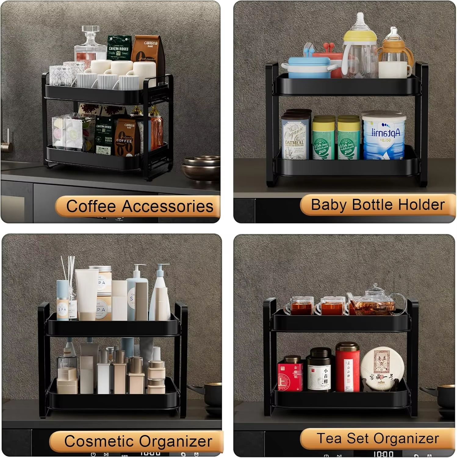 Water Cup Storage Rack 2Tiers Cup Holder Detachable Desktop Storage ...