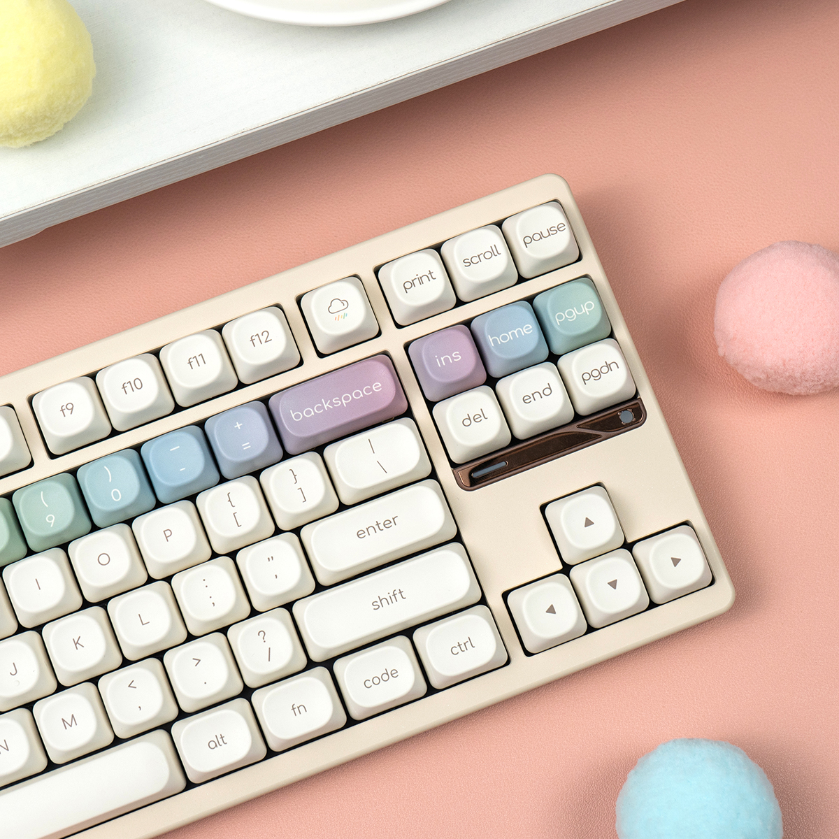 Mintcaps Rainbow keycap white Round MOA profile PBT Custom keycaps set ...