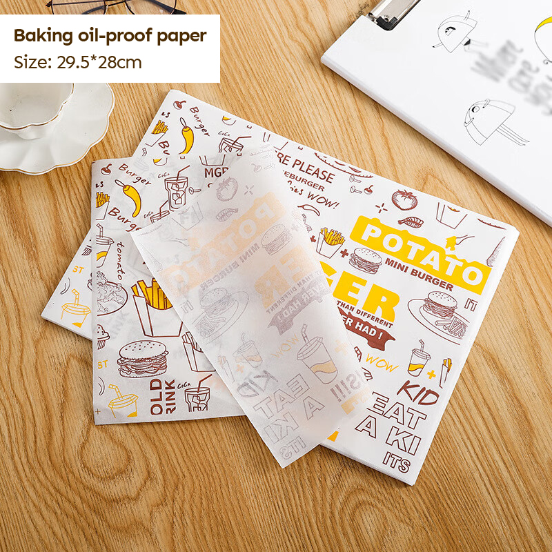 100pcs Greaseproof Food Liner Paper Burger Wax Paper Wrapper BBQ French ...