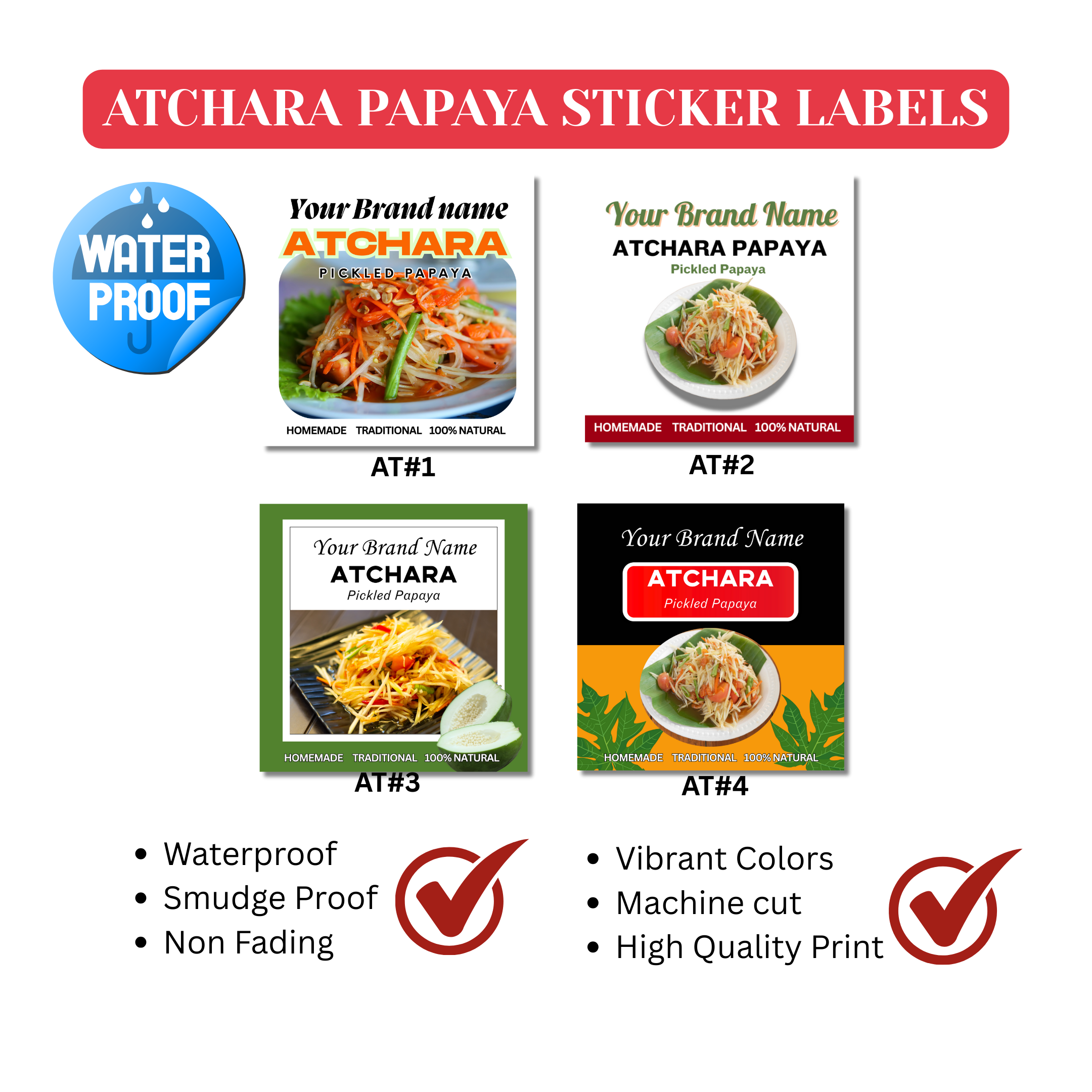 ATCHARA/PICKLED PAPAYA WATERPROOF STICKER LABEL | Shopee Philippines