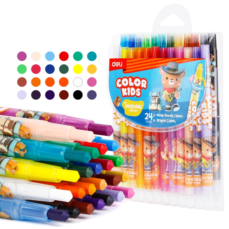 Deli 12/24/36 Colors Rotating Crayon Dot Art Round Rod Art Painting ...