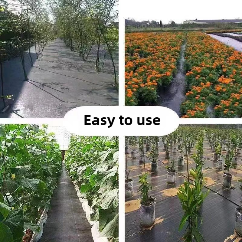 50/100/200M Weed Control Barrier Fabric Weeding Cloth Black Degradable ...