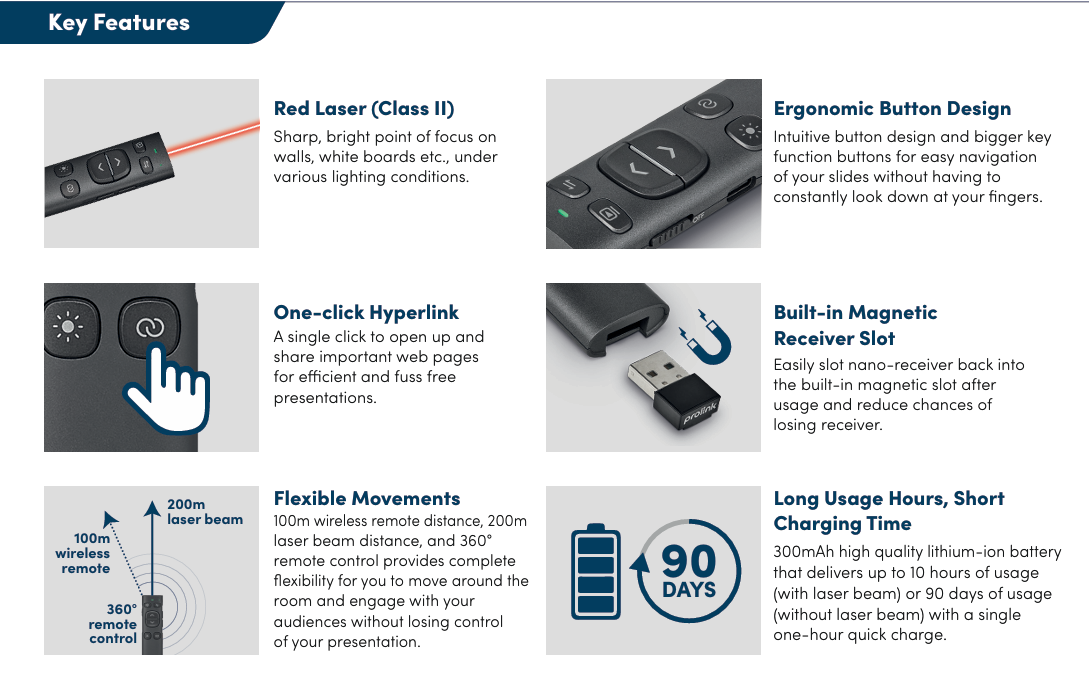 Prolink GP-3001R -Charcoal Dual-mode Red Laser Pointer | Presentation ...