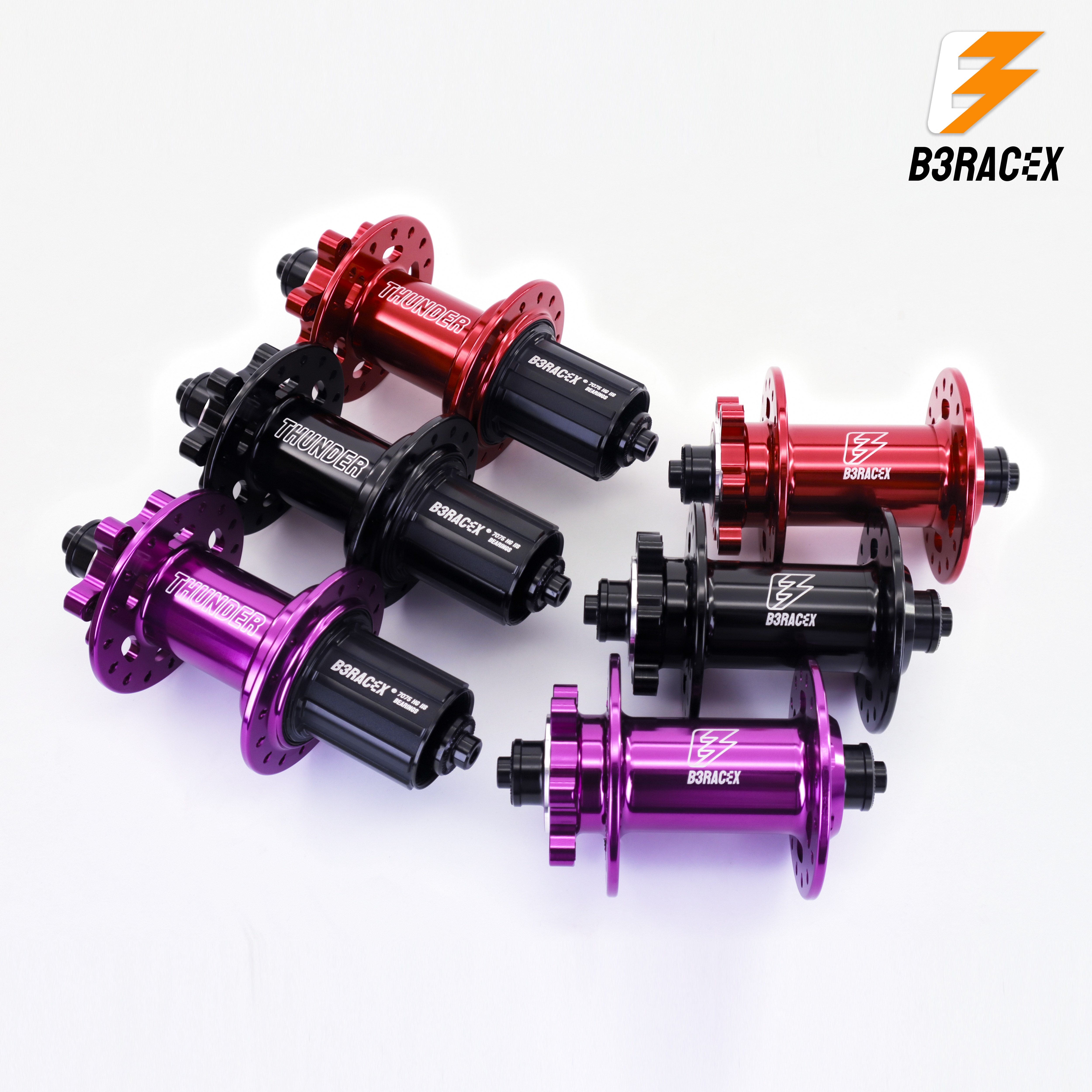 B3RACEX Thunder MTB Hub 6-Pawl 3-Tooth 32H 7 Bearing HG/XD/MS Freehub ...