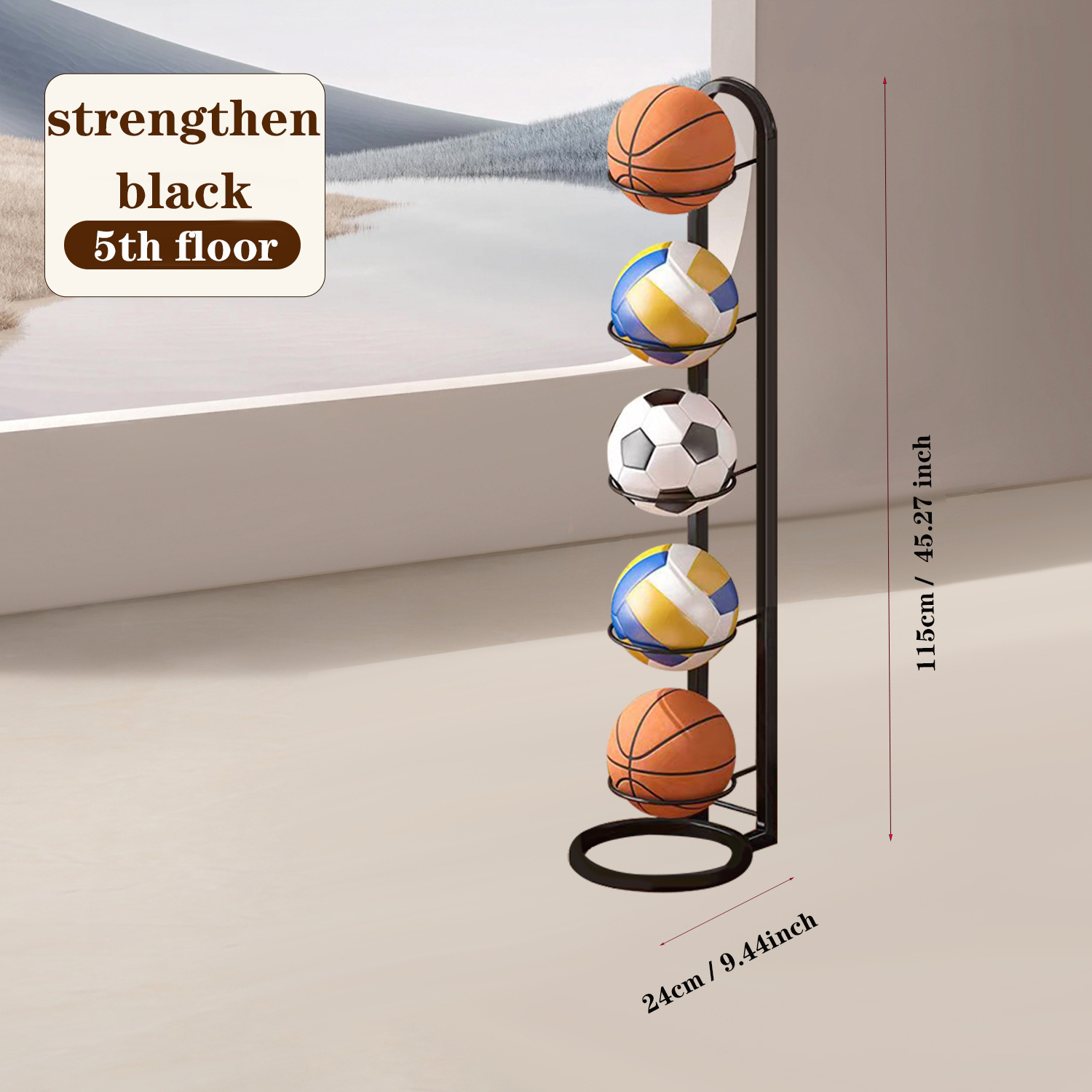 Basketball Storage Ring Organizer Football Volleyball Rugby Ball Rack 4 ...