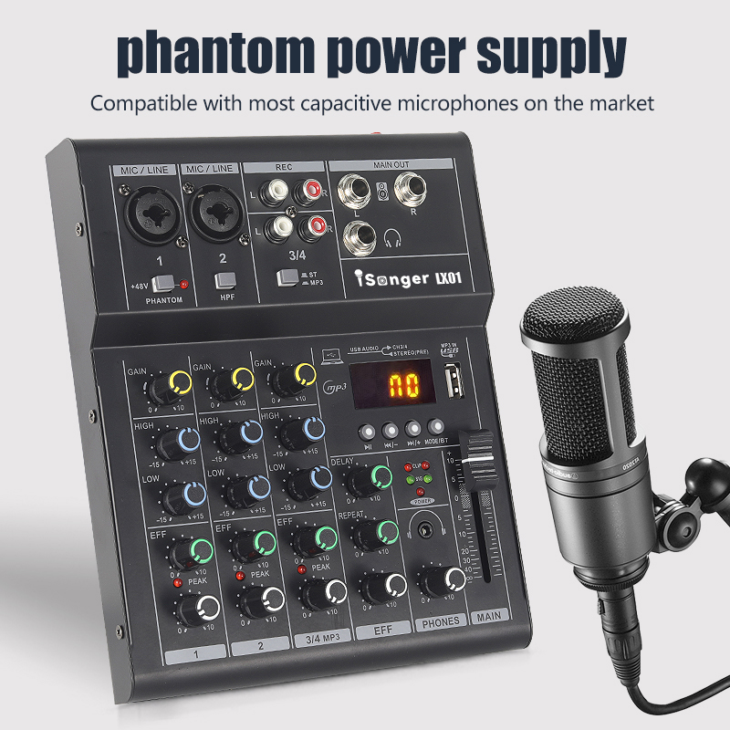 Professional Audio Mixer 4/6-Channel Mixer with equalizer USB equalizer ...