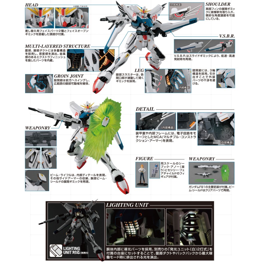 Bandai F91 Master Grade MG 1/100 Gundam mecha robot model kit toys ...