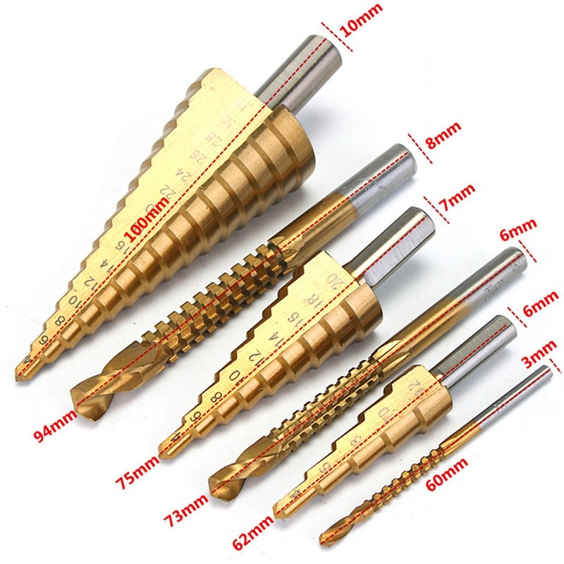 Step Drill Bit Set HSS titanium coated metal hex core drill bits High ...