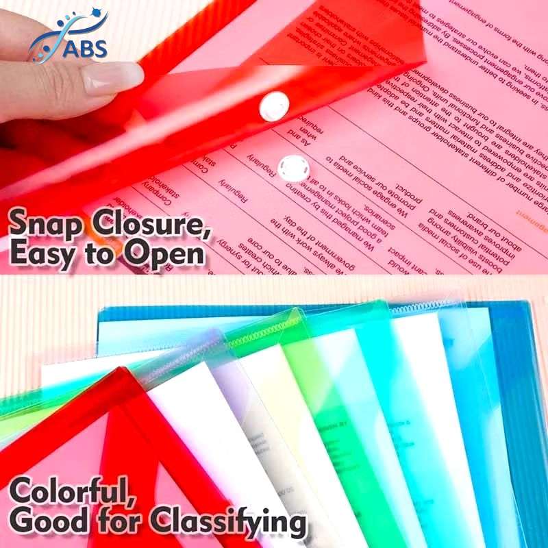 A4 Transparent Envelope Folder Clear Snap Button File Case Plastic ...