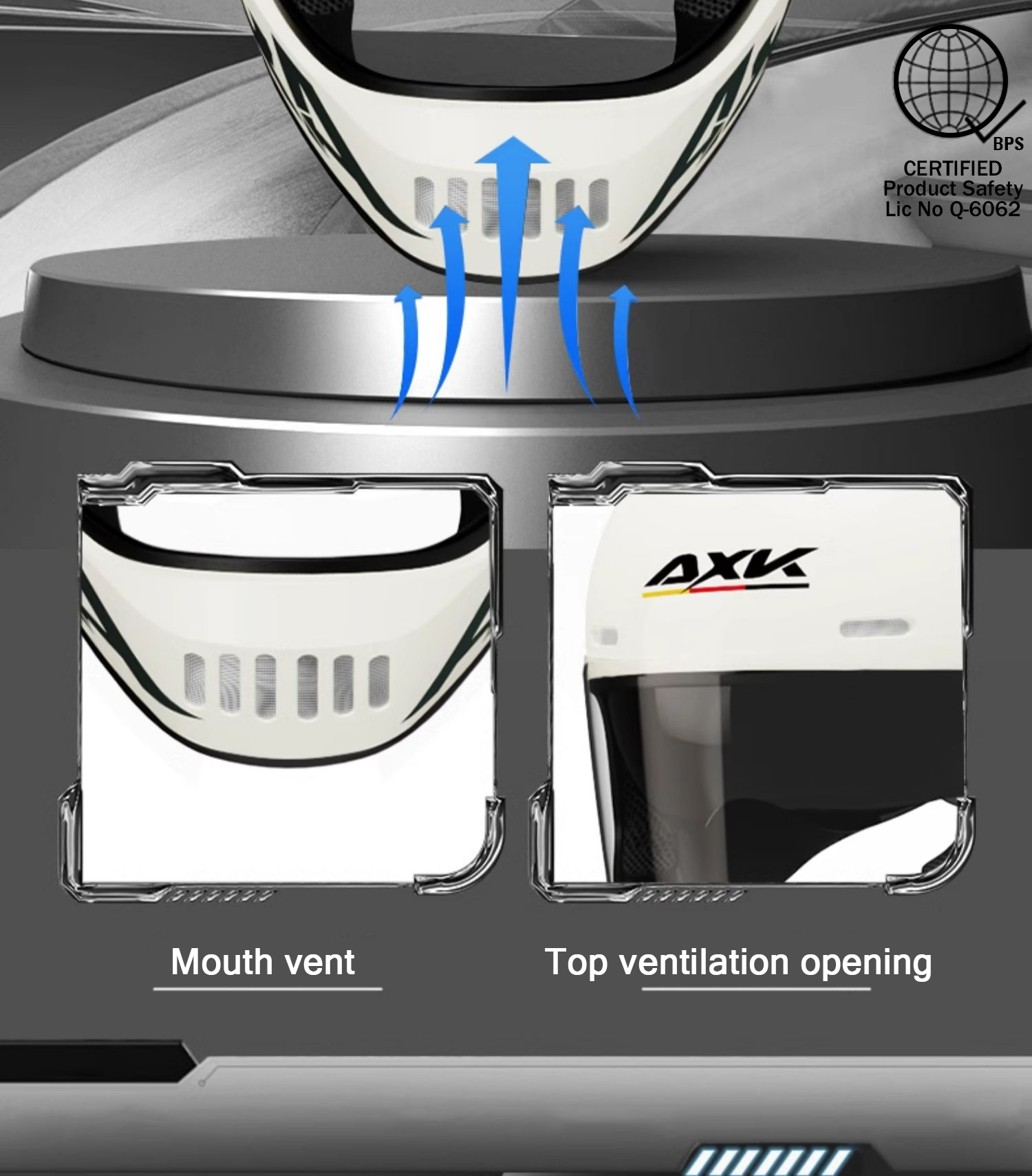 AXK 901 Double Miorr Motorcycle Full Face Helmet With ICC Sticker ...