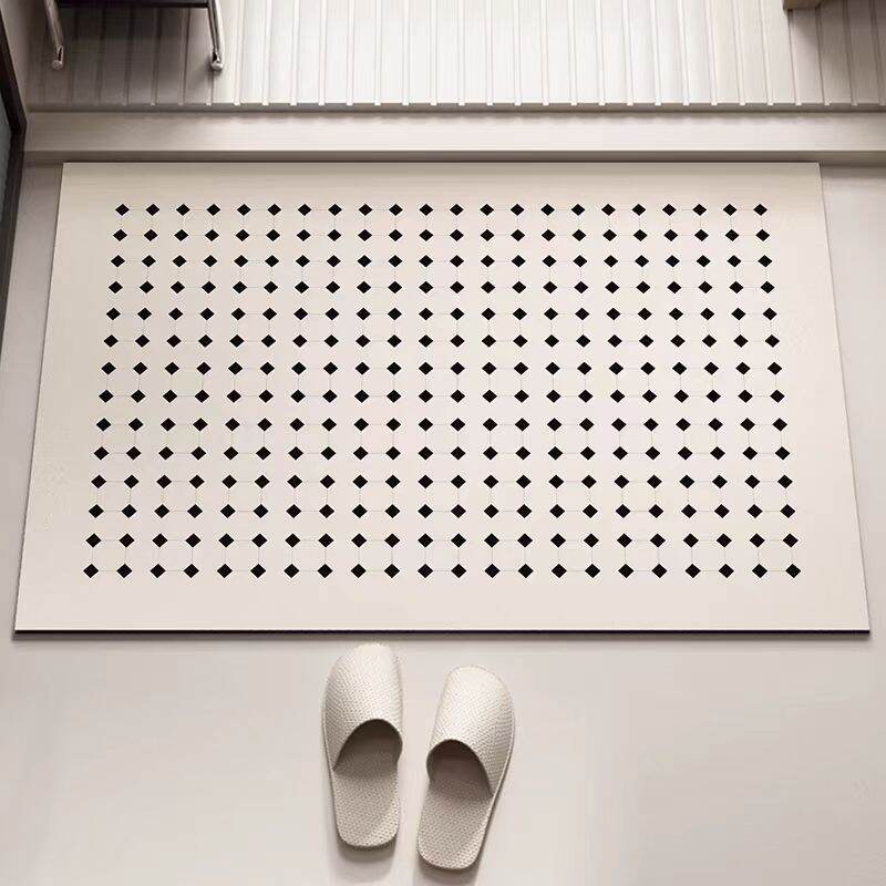 Kitchen mat,diatomaceous material,Cream Simple Line Pattern Kitchen Mat ...