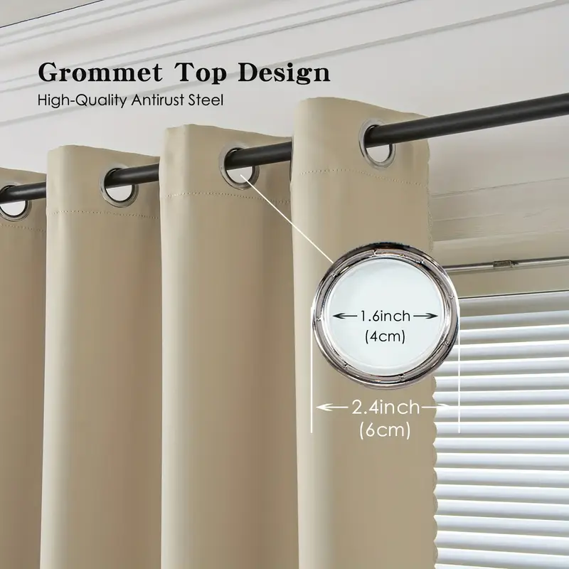 1pc/2pcs 100% Blackout Curtain Shading/Thermal/UV/Ambient Soundproof ...