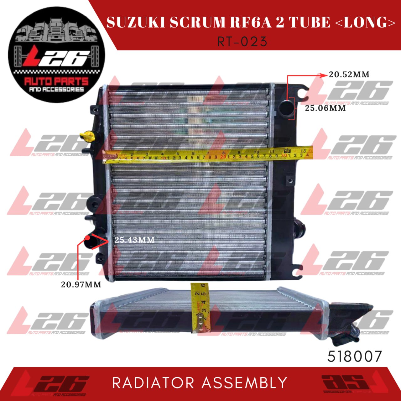 Suzuki Scrum RF6A Radiator Assembly 2 Tube Long RT-023 MT 340x523 PM23 ...