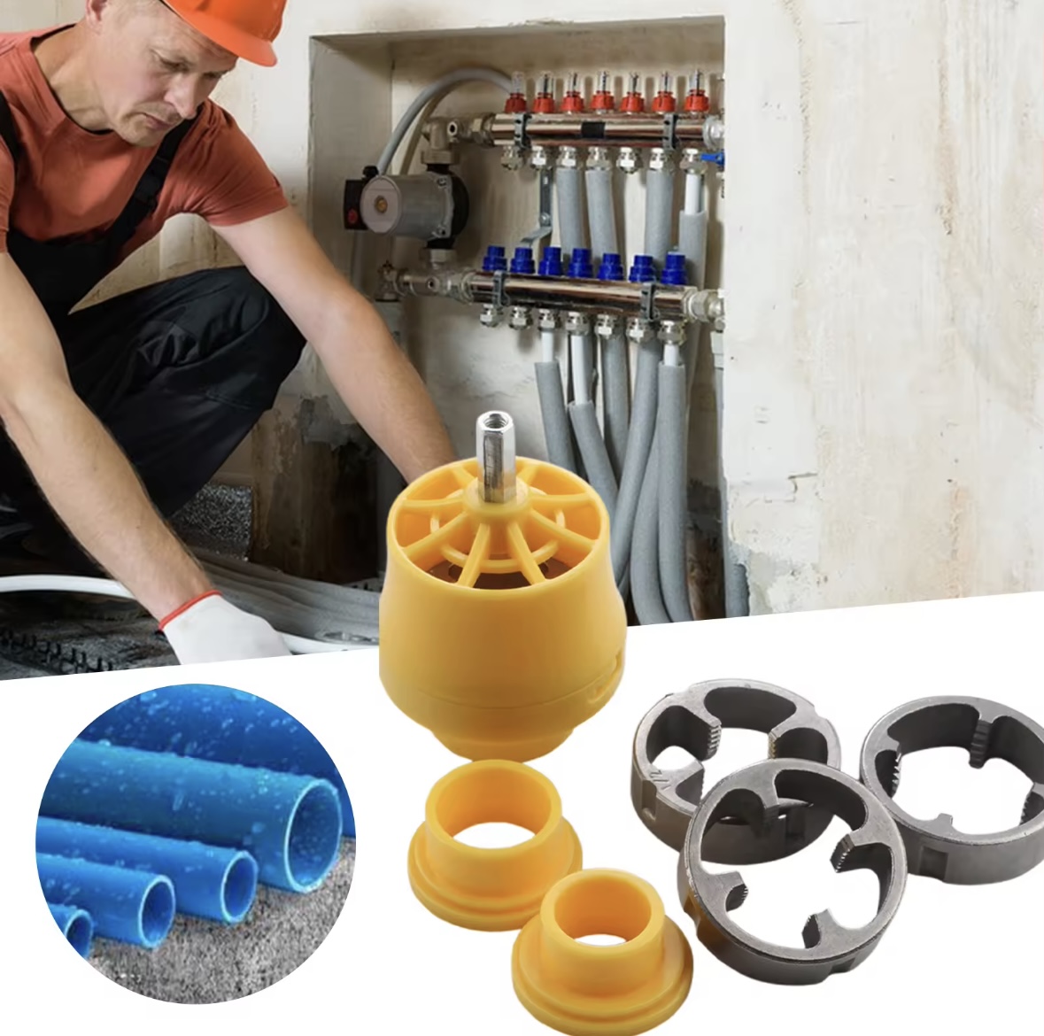 PPR Pipe Threader Kit With 1/2In 3/4 In 1 Inch Dies Electric Drill ...