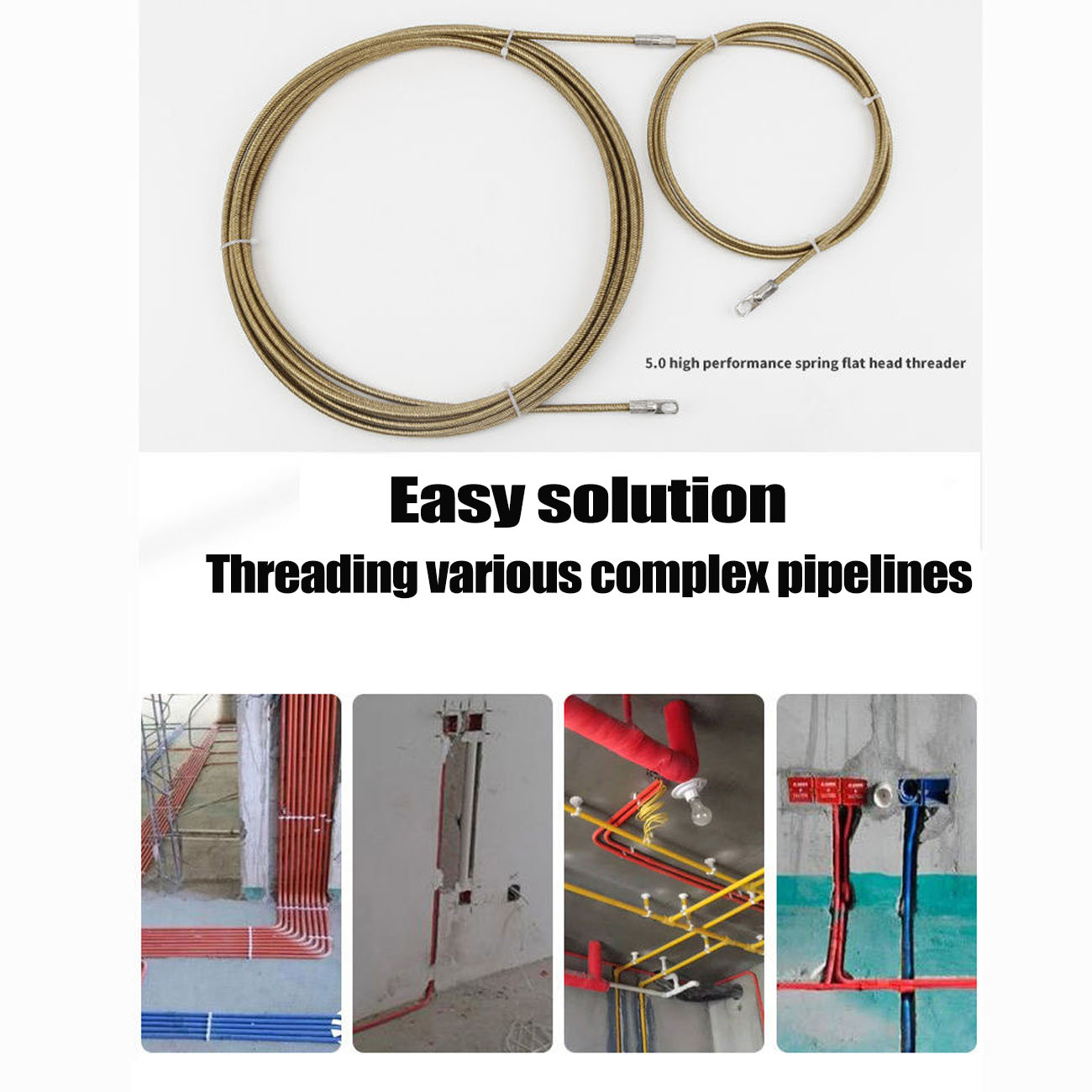 10-20m Electrician Conduit Ducting Cable Puller Pushing Steel Rope Line ...