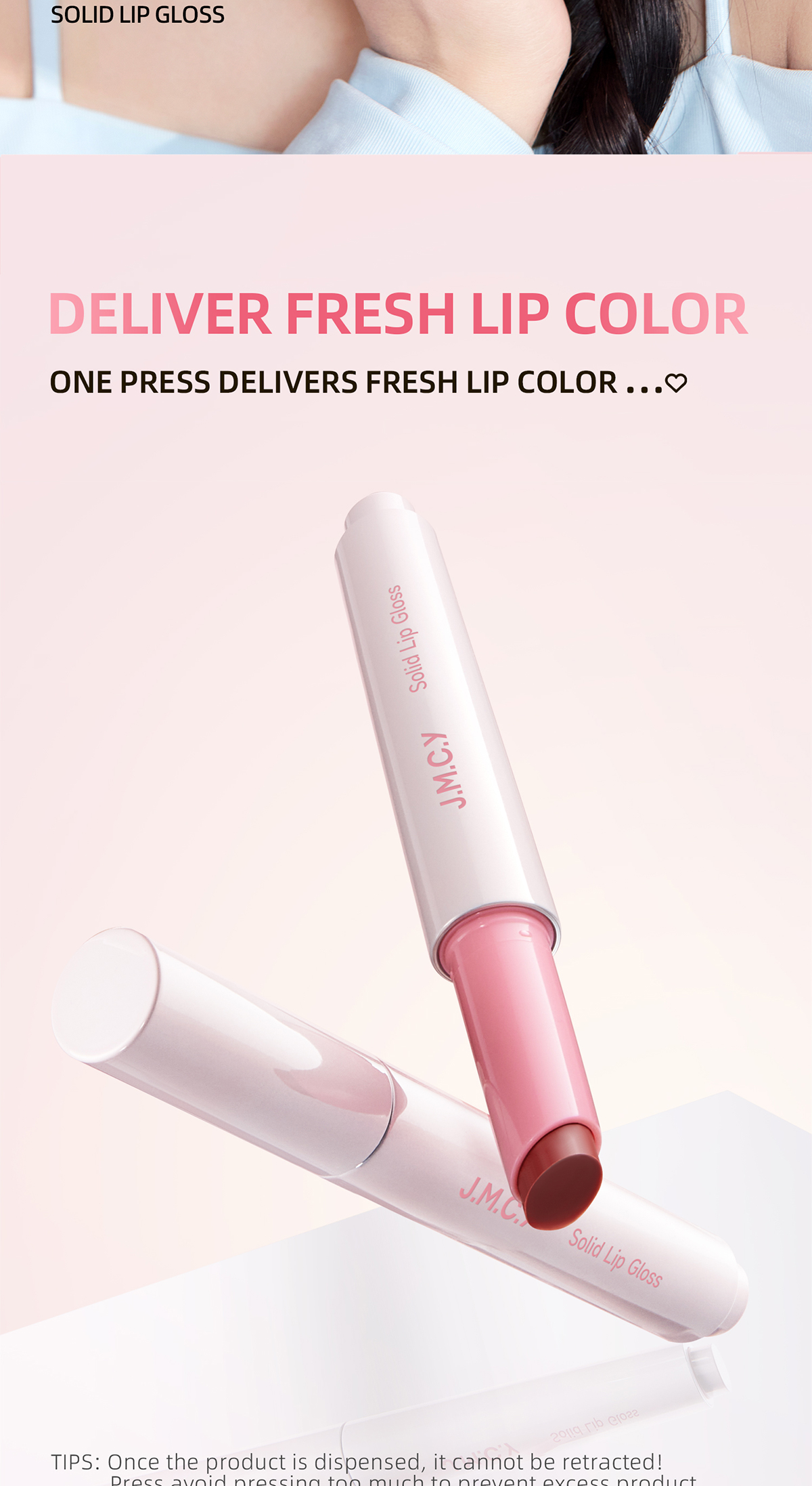 JMCY Click Pen Lipstick VE Moisturizing Solid LipGloss Watery Non ...