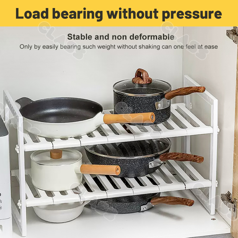Under Sink Kitchen Rack 2 Tier Shelf Expandable Adjustable Under Sink ...