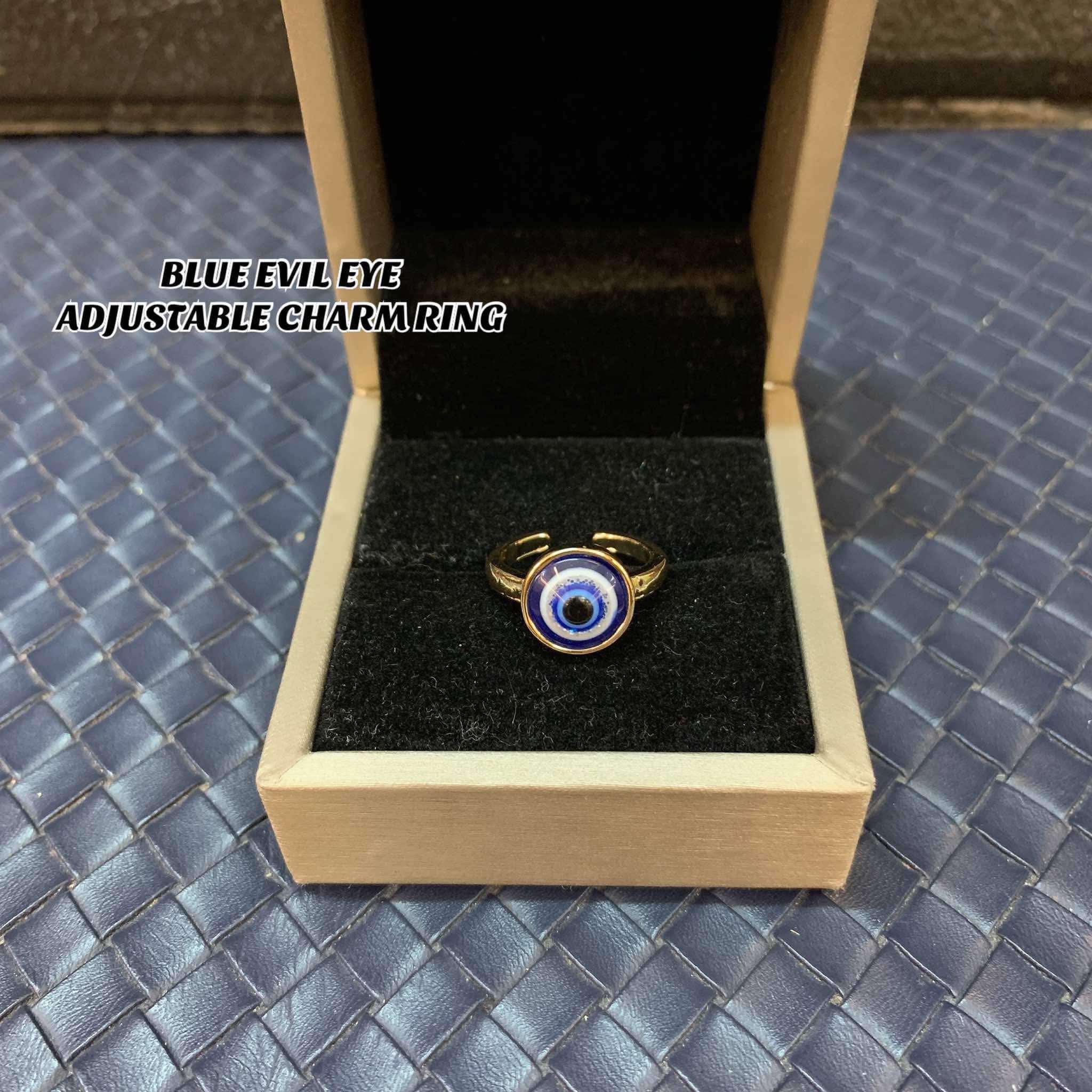 PINPIN LUCKY CHARM BLUE EVIL EYE ADJUSTABLE CHARM RING | Shopee Philippines
