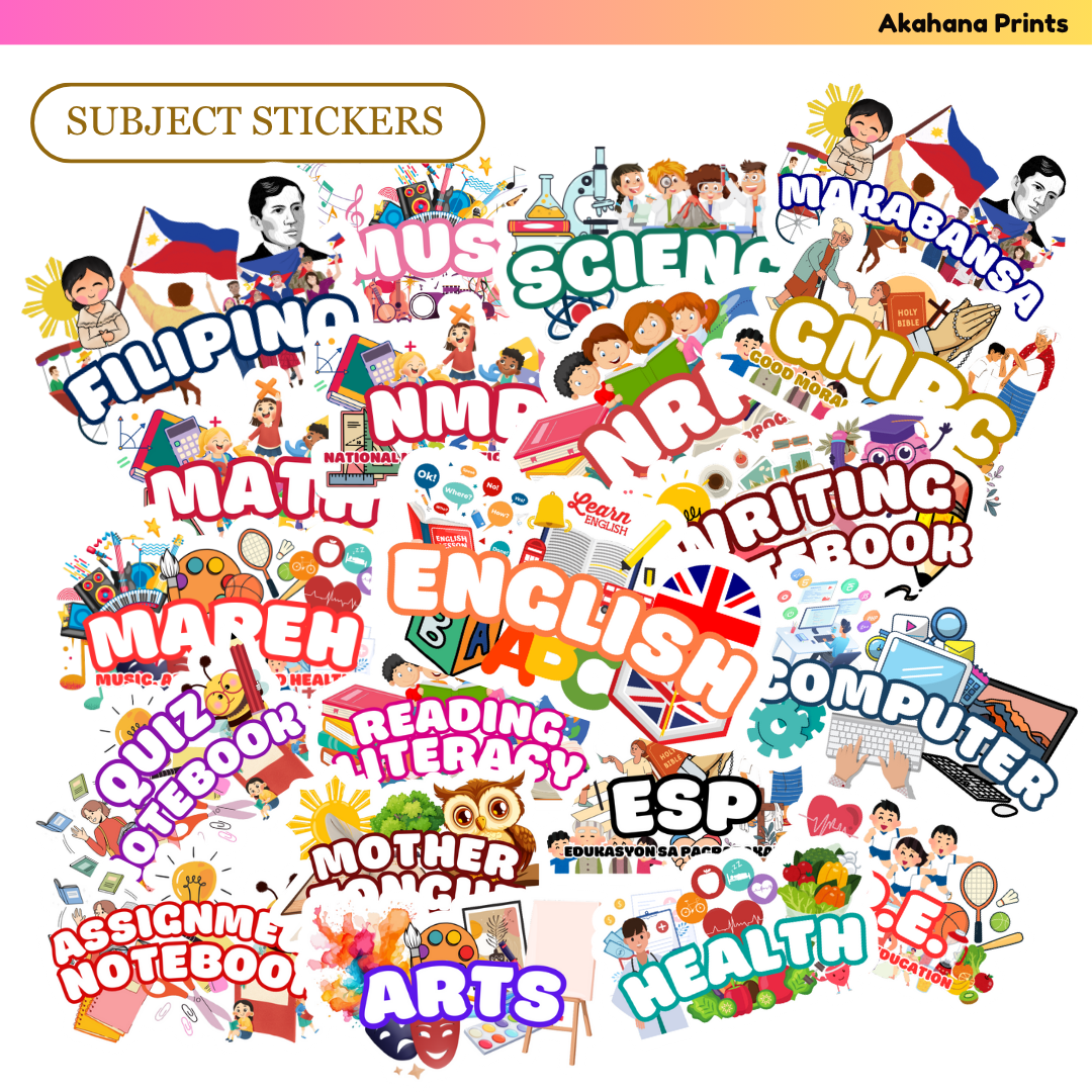 NOTEBOOK STICKER | SUBJECT STICKERS | GLOSSY STICKER | Shopee Philippines