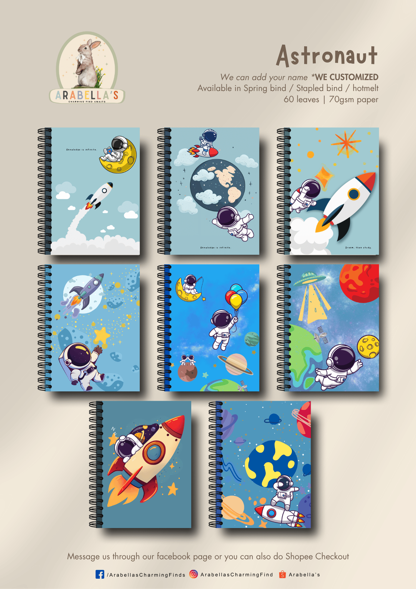 Astronaut Design SPRING A5 Notebook | Composition / Writing | 60 leaves ...