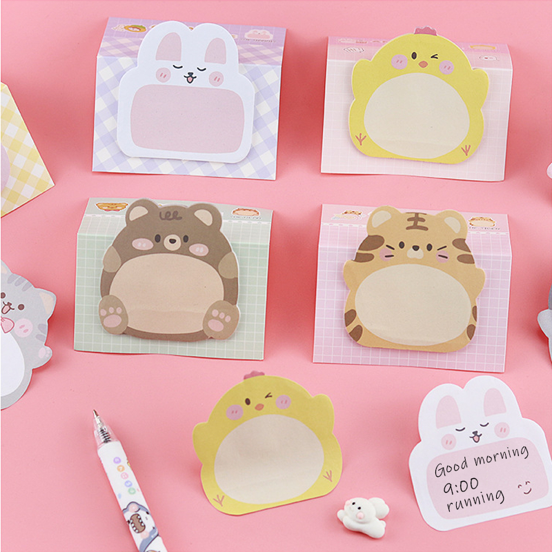 20 Sheets Cute Animals Standing Memo Sticky Notes Time Record notes ...