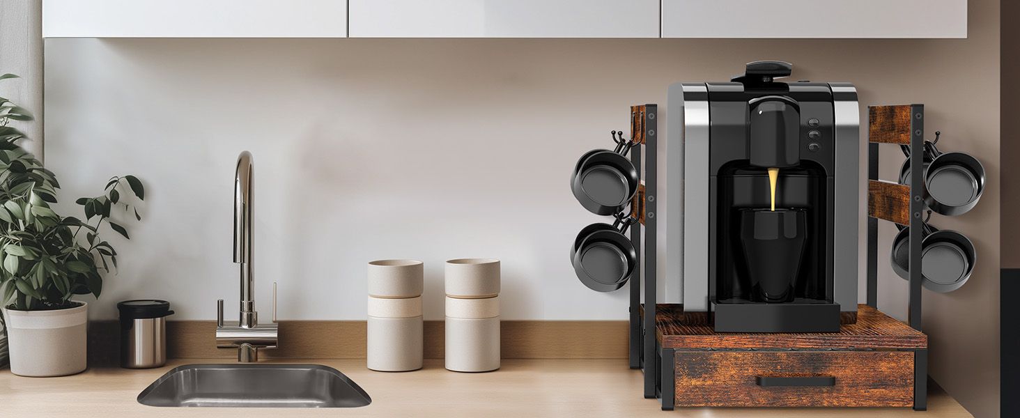 Kitchen Shelf Coffee Syrup Storage Rack Coffee Machine Organizer Coffee ...