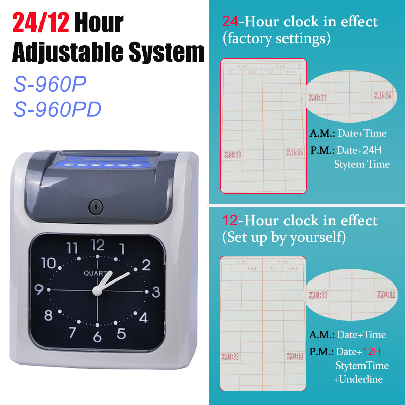 24/12 Hour System Bundy Clock With Timecard Power Outage Available With ...